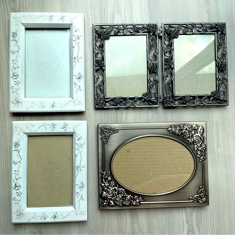 FIVE Picture Frames, Rose Design